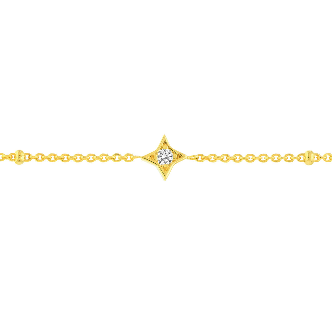 Diamond Star Bezels and Beads Bracelet