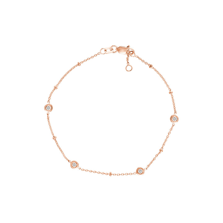 diamond beads and bezels bracelet in rose gold