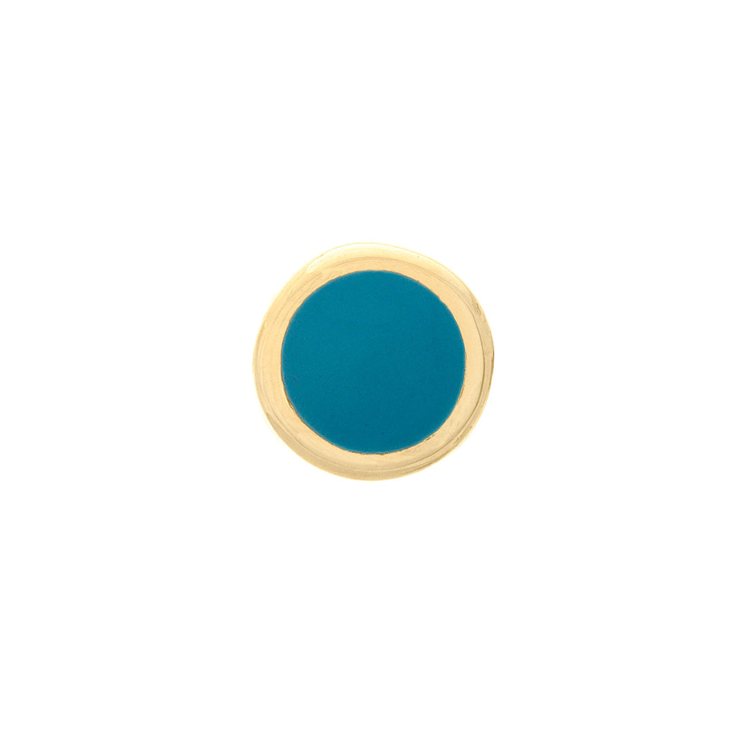 Turquoise Enamel Circle Stud Earrings