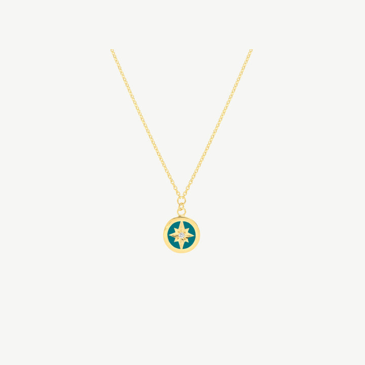 Turquoise Enamel Star Medallion Necklace