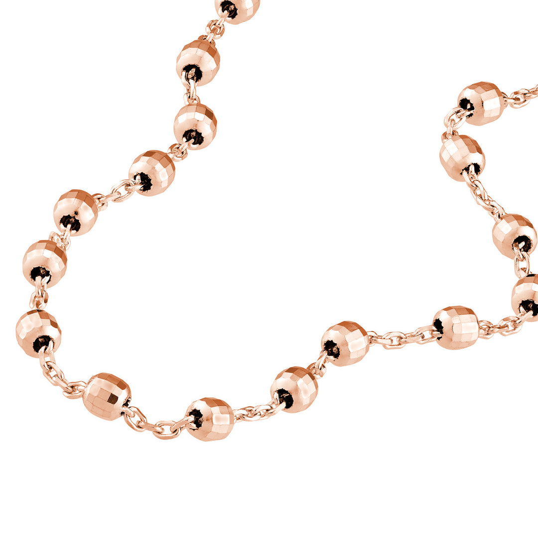 close up of the rose gold beaded bracelet
