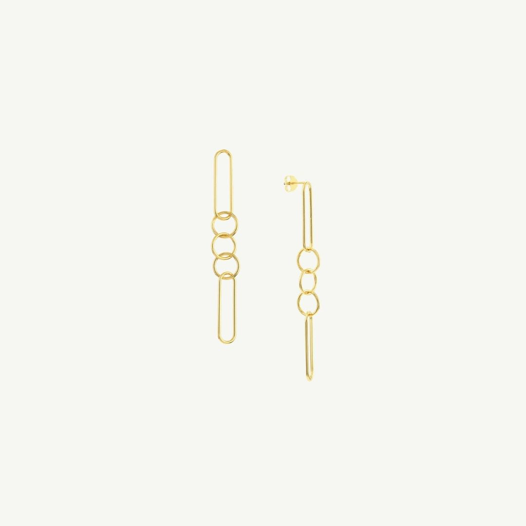 Paper Clip & Circle Link Dangle Earrings