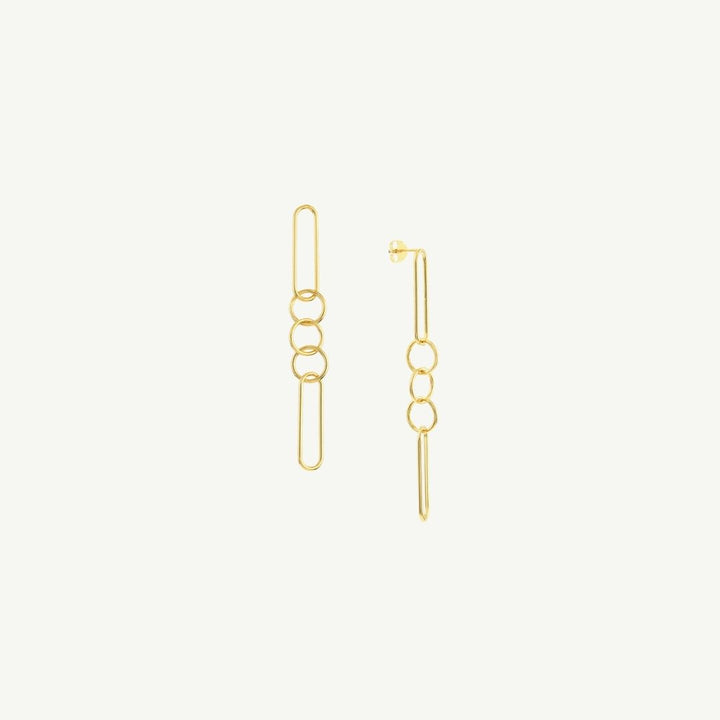Paper Clip & Circle Link Dangle Earrings