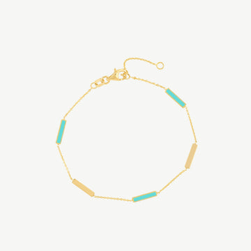 Turquoise Enamel Alternating Bar Station Bracelet