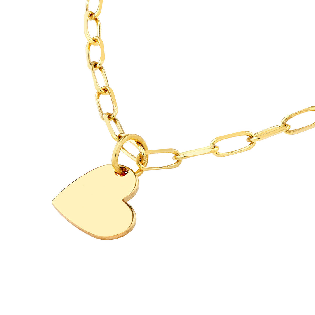 Dangle Heart Necklace with Paper Clip Chain