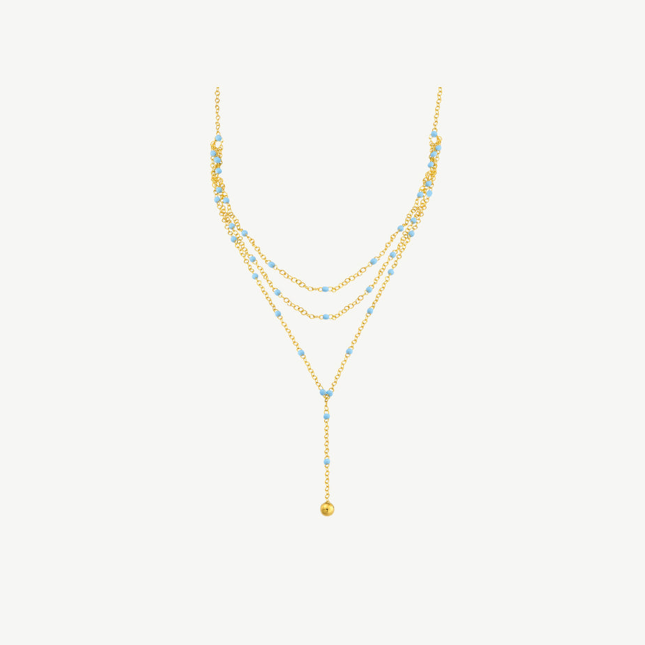 Light Blue Enamel Layered Lariat Necklace