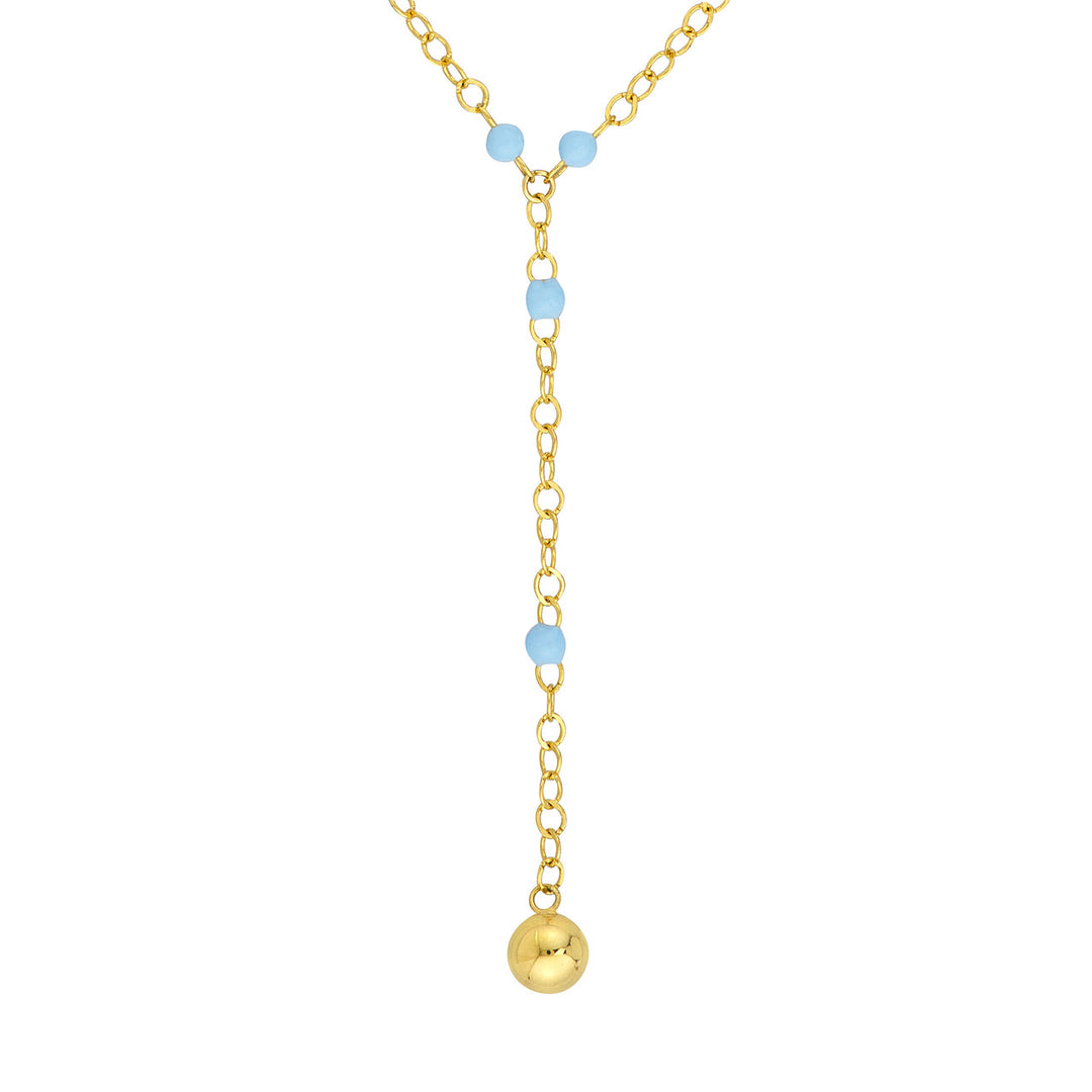 Light Blue Enamel Layered Lariat Necklace