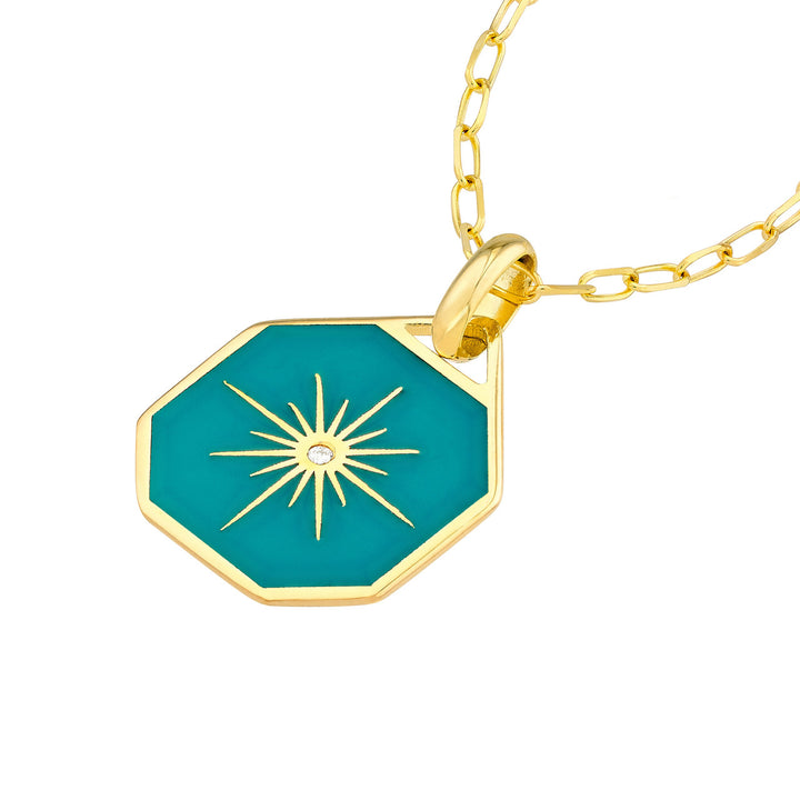 Star Teal Enamel Octagon Medallion