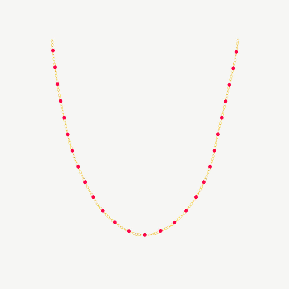 Neon Pink Enamel Bead Piatto Chain