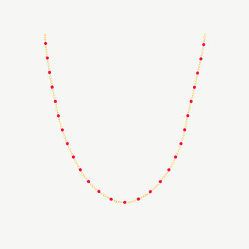 Neon Pink Enamel Bead Piatto Chain