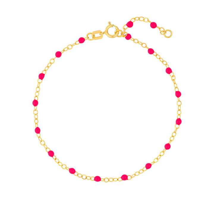Neon Pink Enamel Bead Piatto Chain