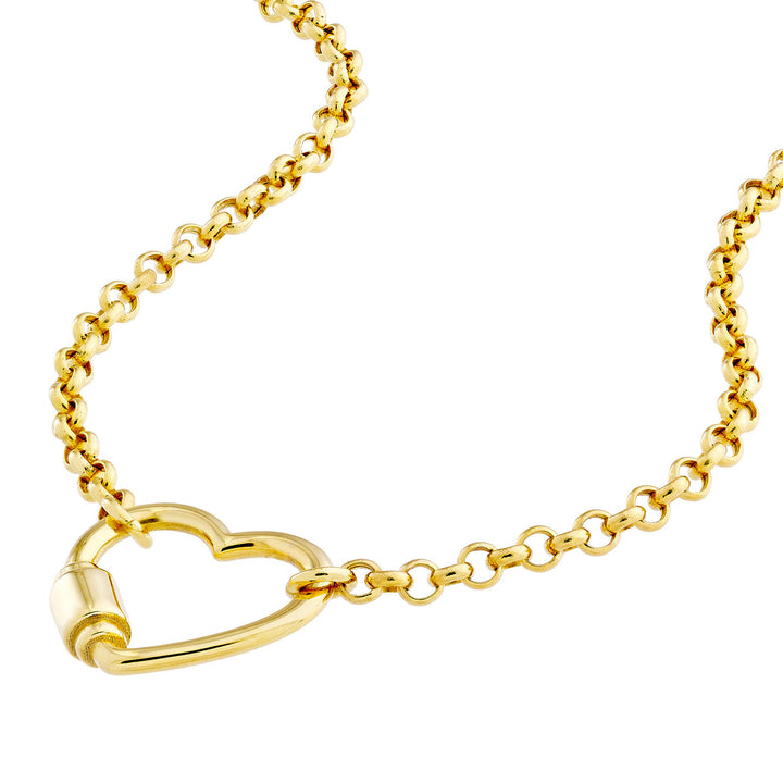 Faux Carabiner Heart on Rolo Necklace with Lobster