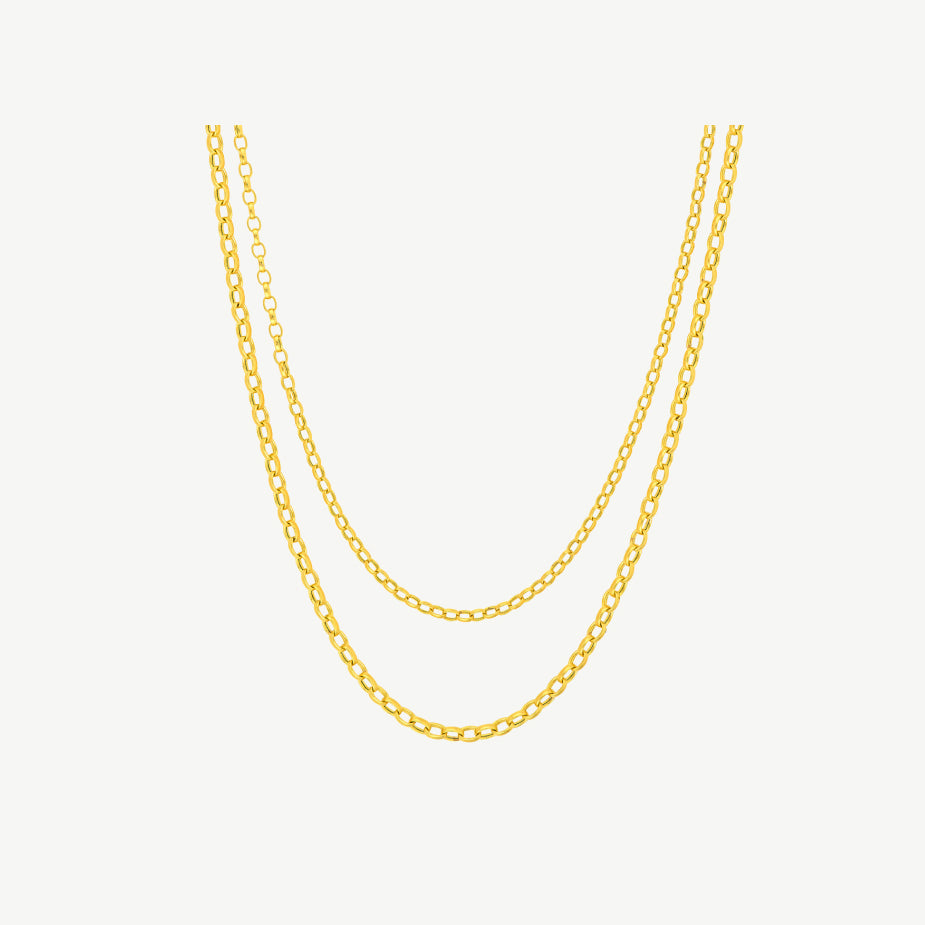 Double Layer Light Oval Rolo Necklace