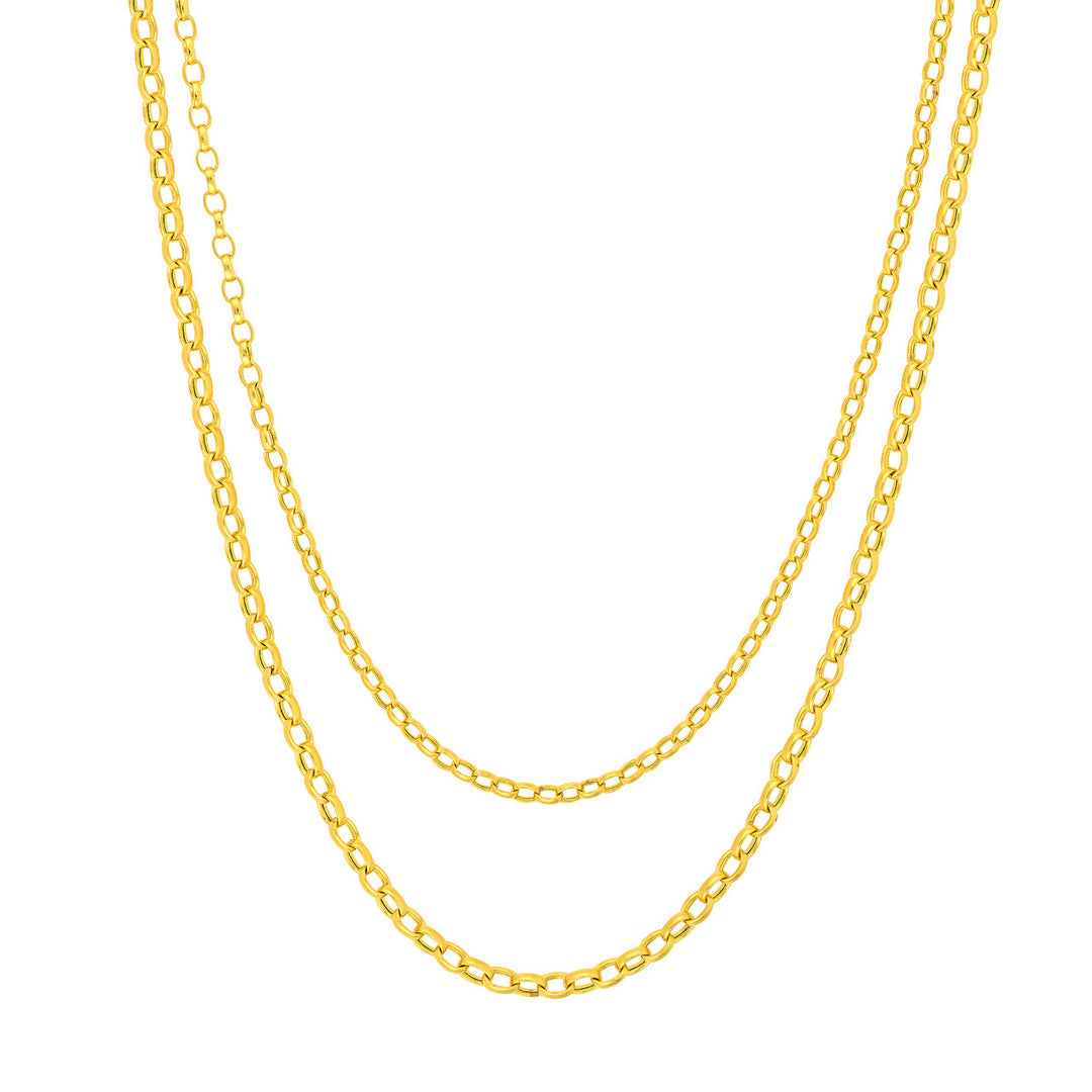 Double Layer Light Oval Rolo Necklace
