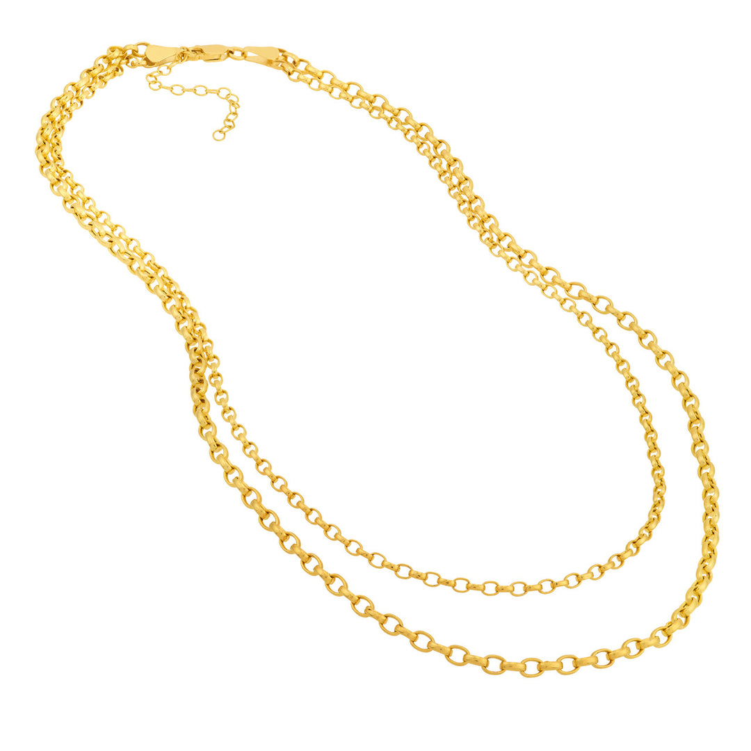 Double Layer Light Oval Rolo Necklace