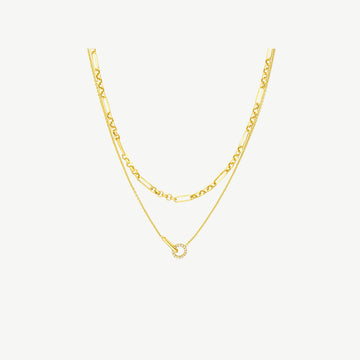 Diamond Circle Duet Layered Necklace