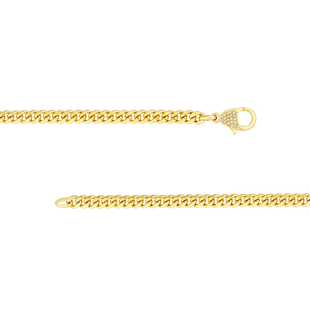 Pave Diamond Pear Lock Curb Chain Bracelet