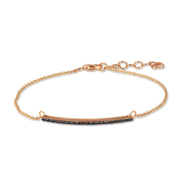 Mano J 9K Rose Gold Black Diamond ID Bar Bracelet