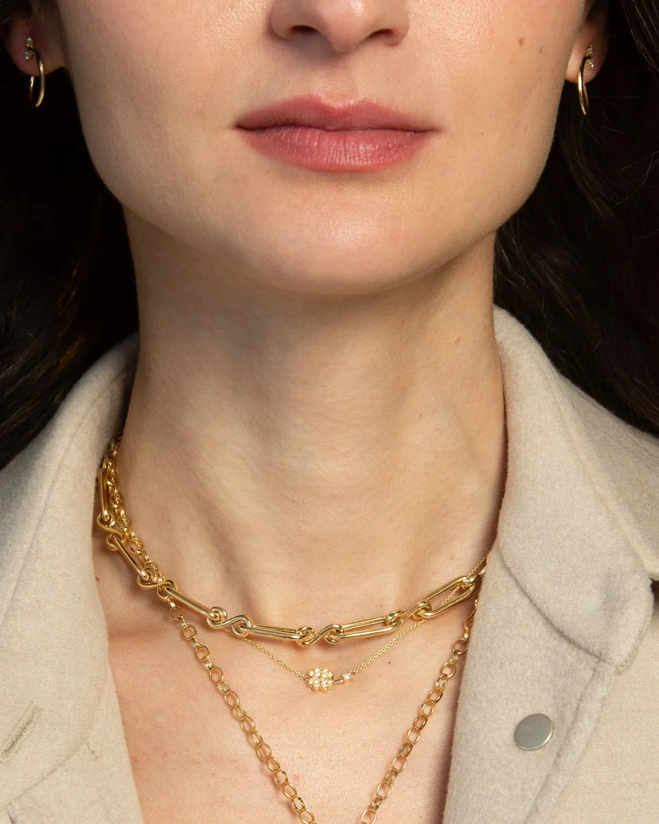 Monica Rich Kosann-"Luck" Clover 18k Gold Necklace with Diamonds