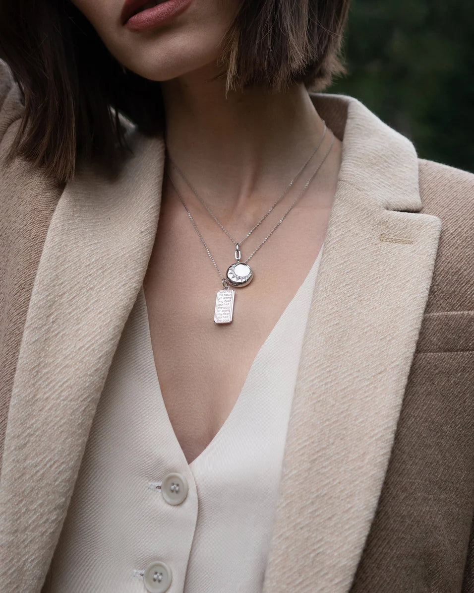 Monica Rich Kosann- “Sun” Silver Locket Necklace with Sapphires