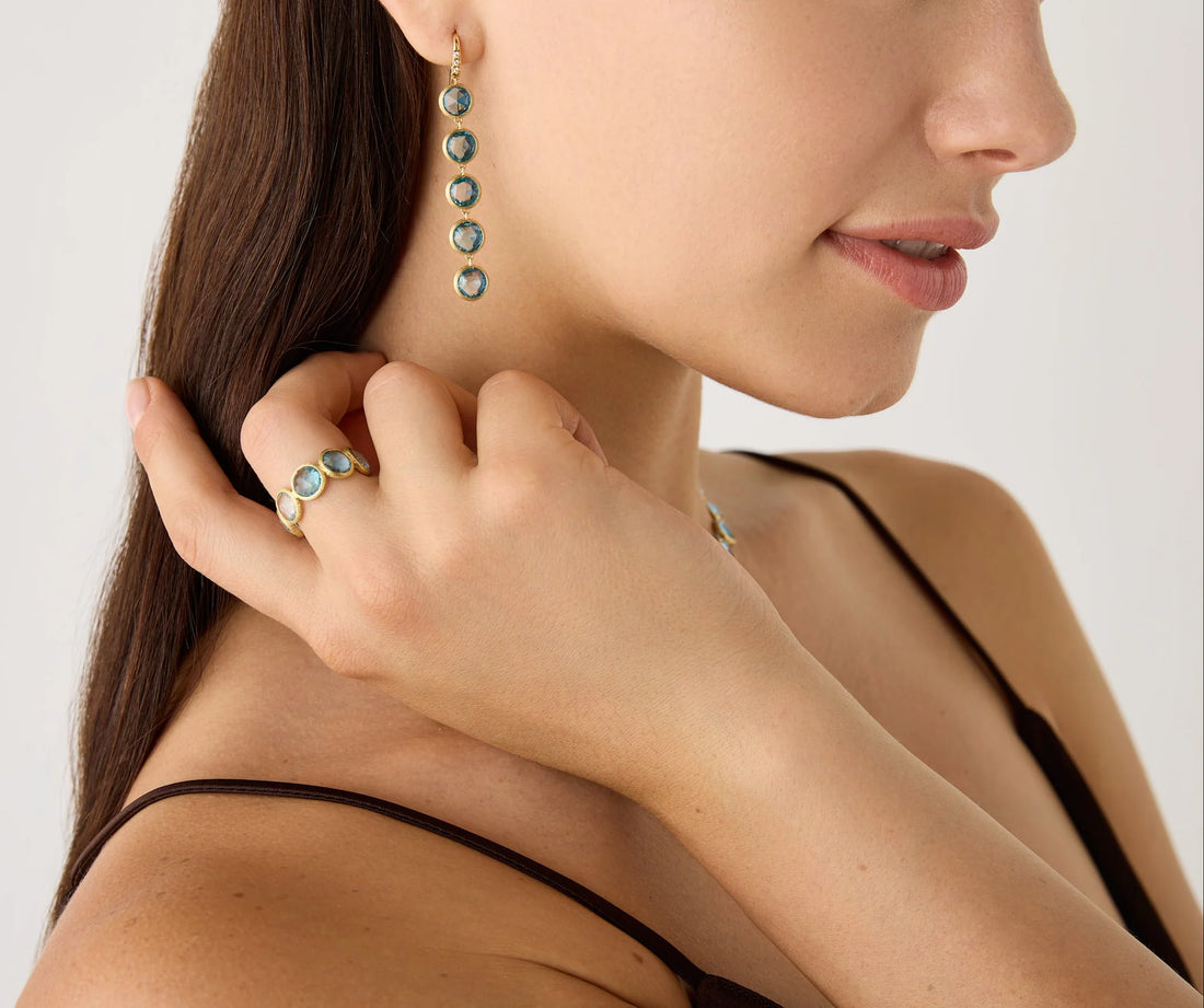 Marco Bicego 18K Yellow Gold Blue Topaz & Diamond Dangle Earrings