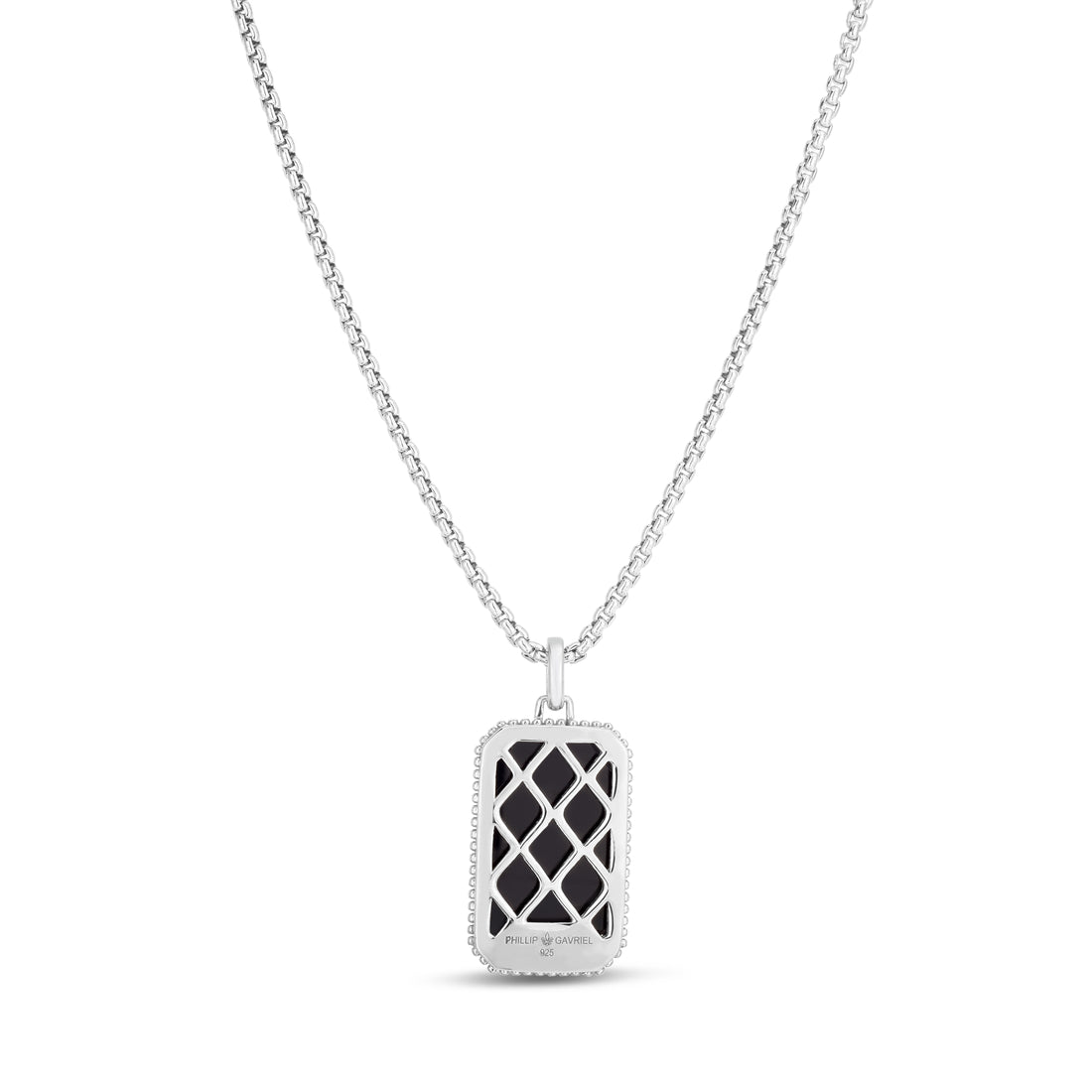 Men's Silver Onyx Tag Necklace