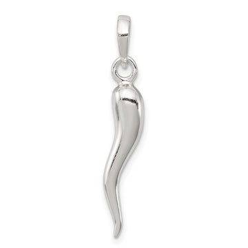 Sterling Silver 3D Italian Horn Pendant Charm