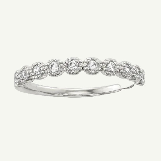 Sterling silver cubic zirconia bezel set half eternity ring.