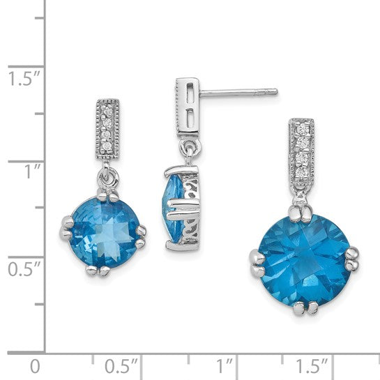 Blue and Clear Pendant and Earring Set