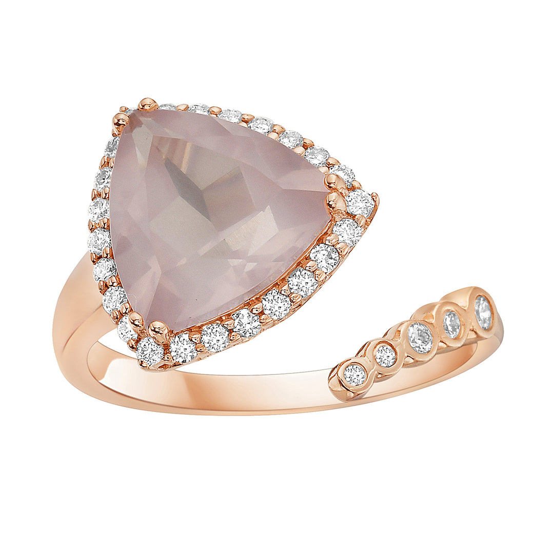 Enchanting Rose Quartz Ring in 14K Rose Gold with Diamond Accents