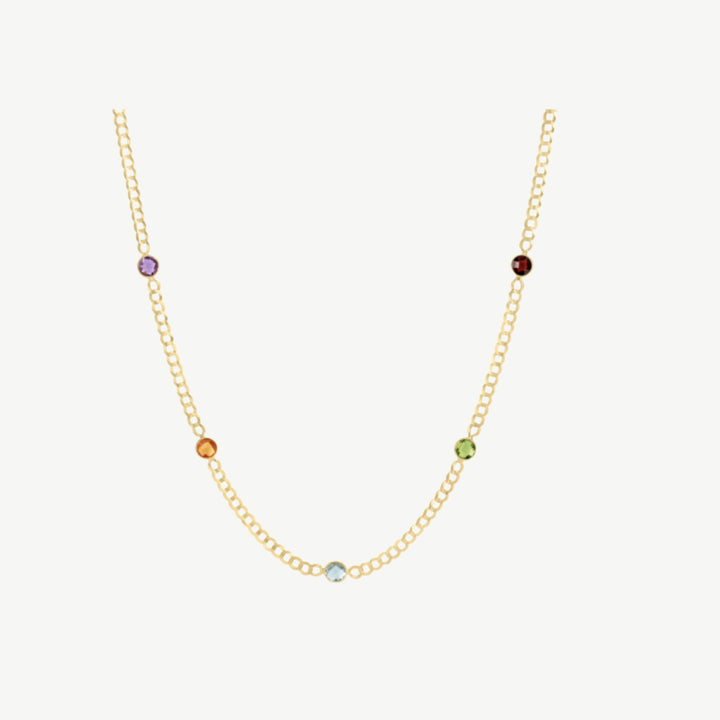 Colored Stone Curb Chain Necklace