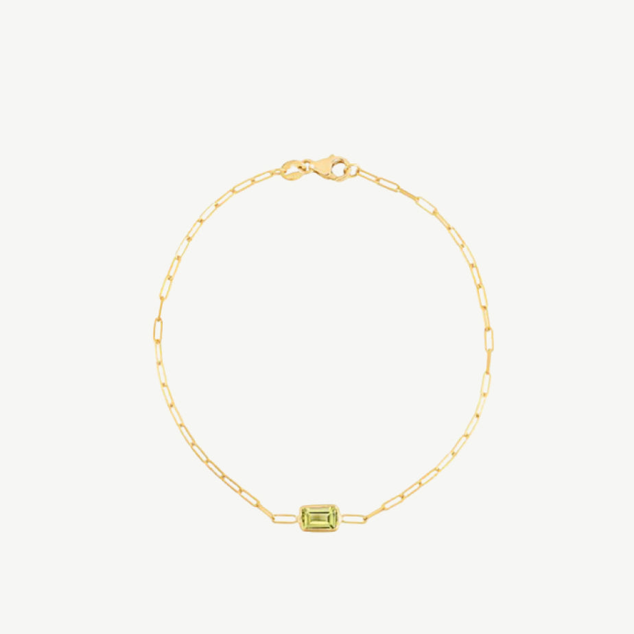 Peridot Paperclip Bracelet