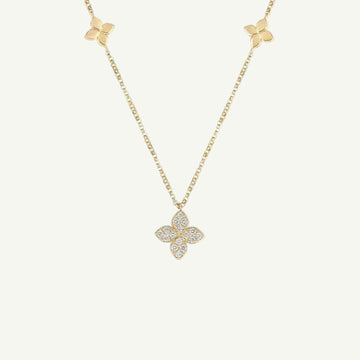 LOVE IN VERONA DIAMOND AND POLISHED FLOWER STATION NECKLACE