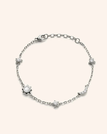 Sterling Silver Celestial Moonstone and Sapphire Bracelet