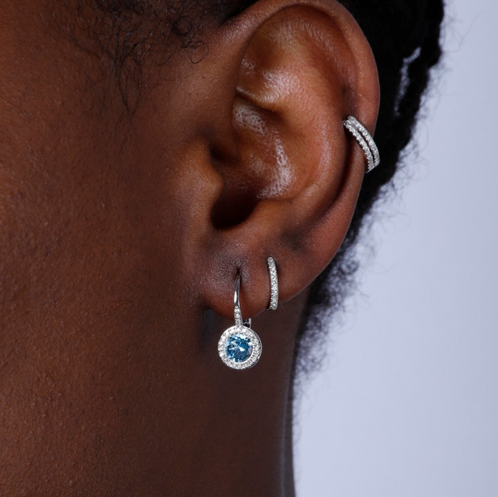 Blue Topaz Diamond Martini Earrings