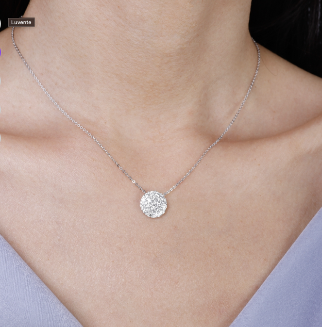Diamond Cluster Necklace-1.21ctw