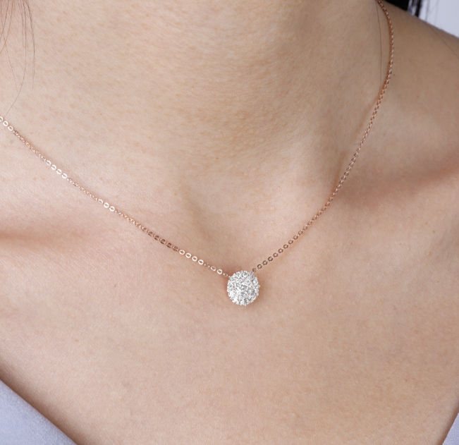 Diamond Cluster Necklace-.53ctw