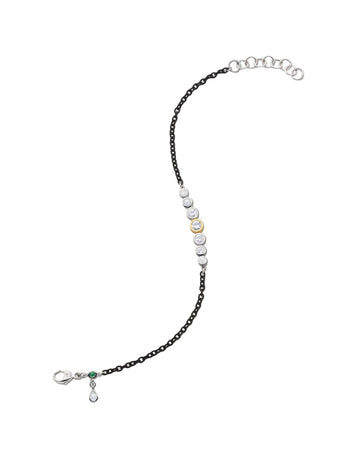 Monica Rich Kosann-Sterling Silver, Black Stainless Steel & 18K Yellow Gold Bezel-Set Gemstone Bracelet
