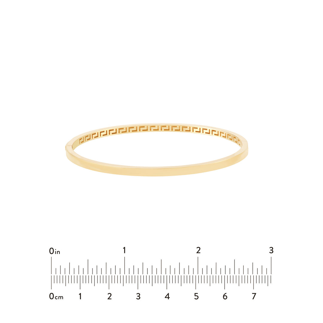 Plain Square Tube Bangle next to a 3 inch ruler for size comparison