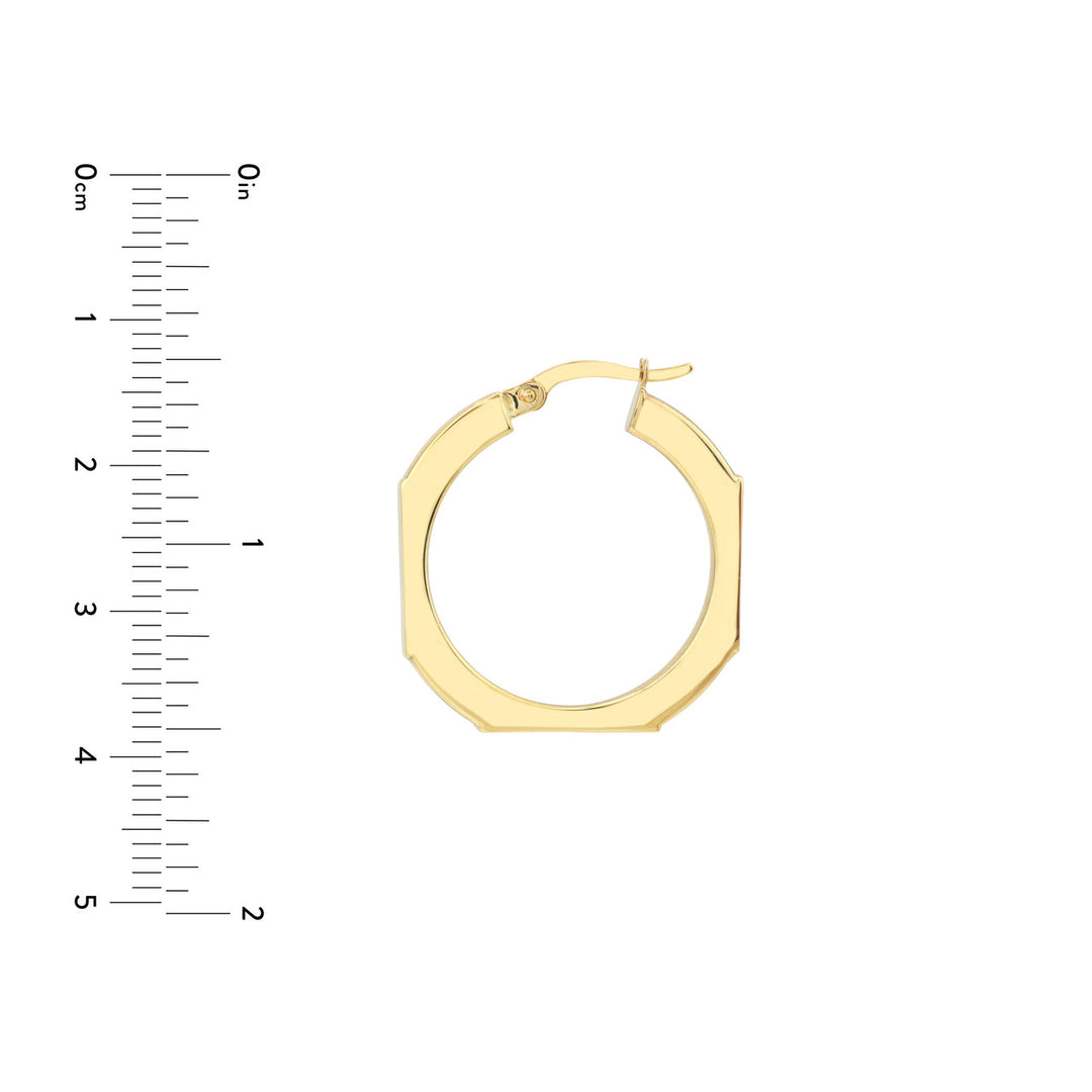 Octagon Frame Round Hoop Earrings