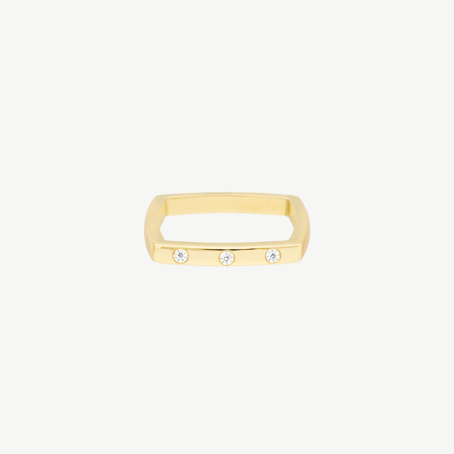 Bold Gold Diamond Square Band Ring