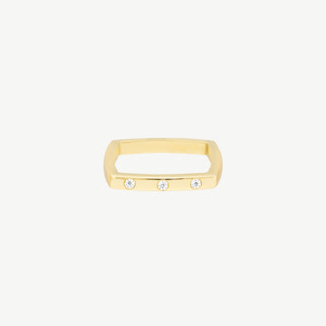 Bold Gold Diamond Square Band Ring