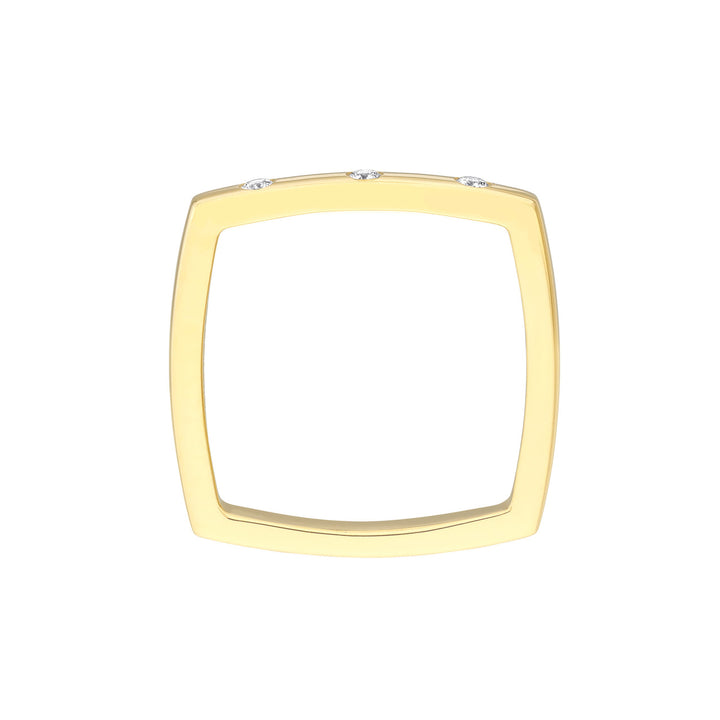 Bold Gold Diamond Square Band Ring