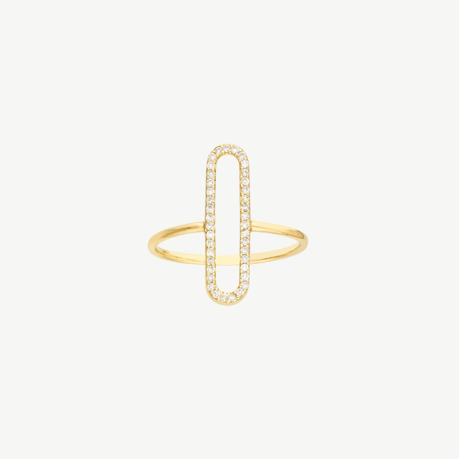 Diamond Paper Clip Frame Ring