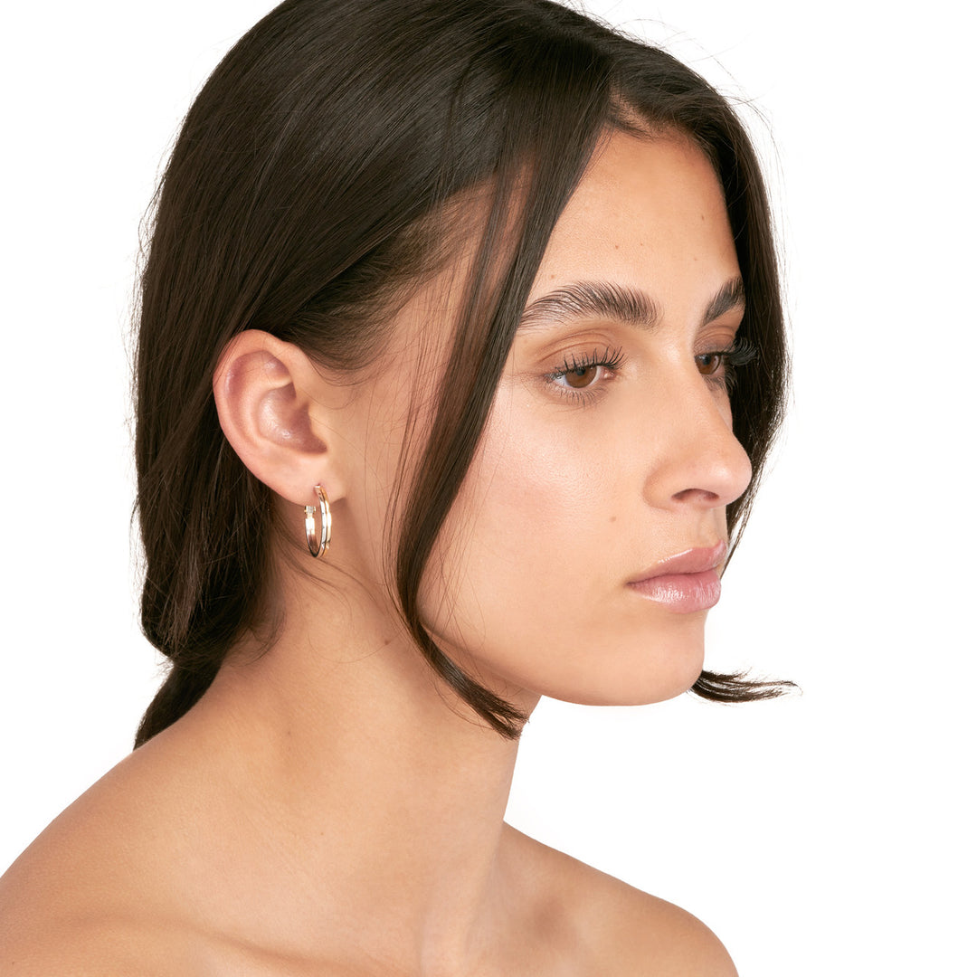 Two-Tone Omega Back Earrings