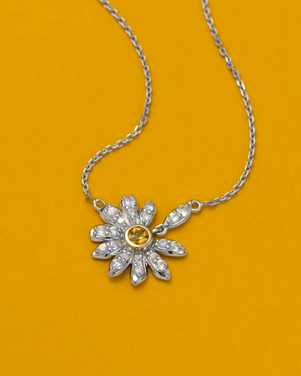 Monica Rich Kosann-18K Yellow Gold & Sterling Silver Yellow Sapphire Daisy Charm Necklace