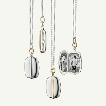 Slim "Brie" Two-Tone Locket Necklace