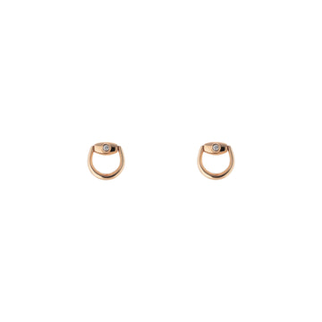 Gucci 18K Rose Gold Diamond Horsebit Stud Earrings