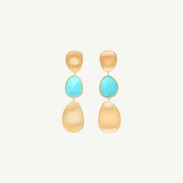 Yellow Gold Three-Drop Turquoise Earrings