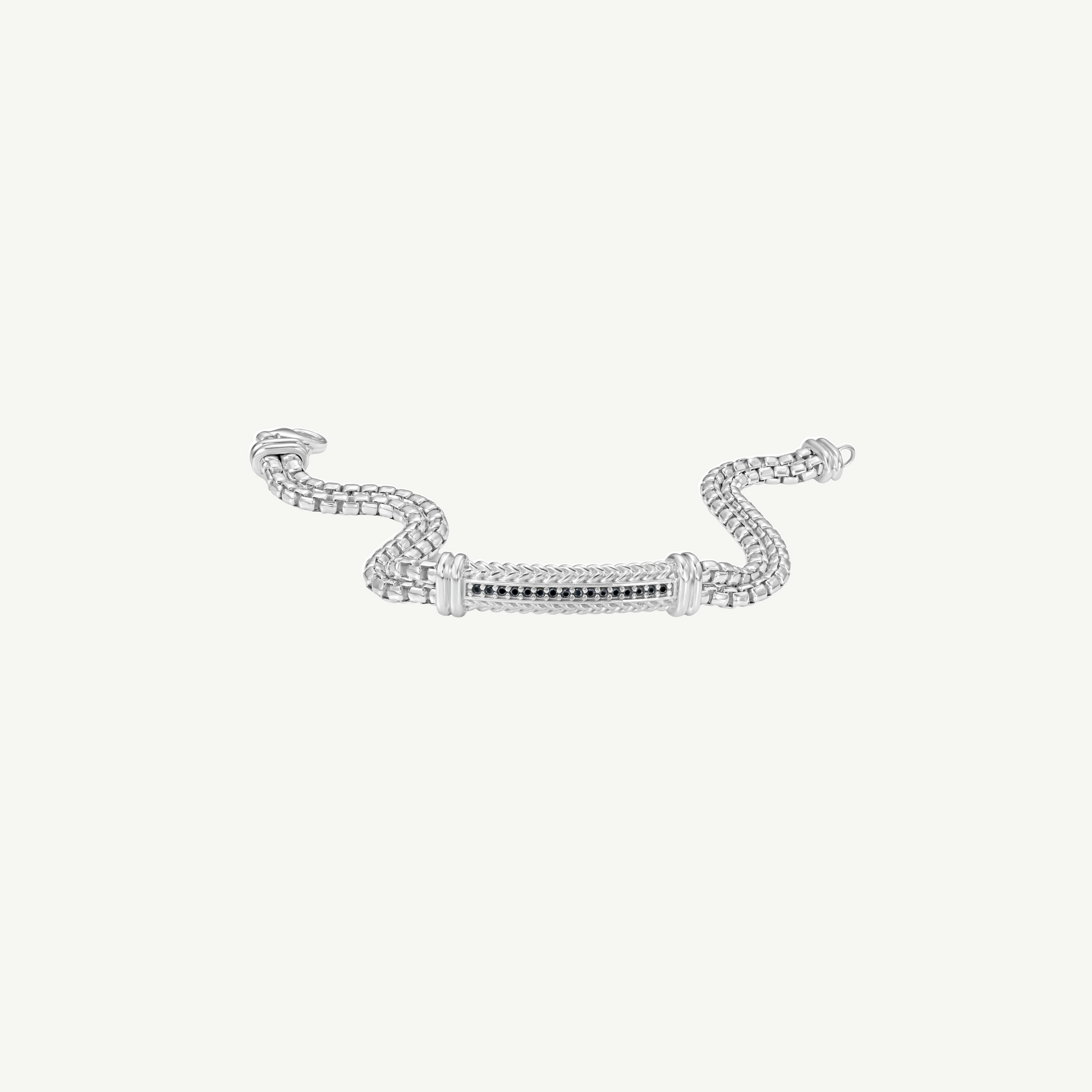 Silver Men's Box Link Woven Bracelet